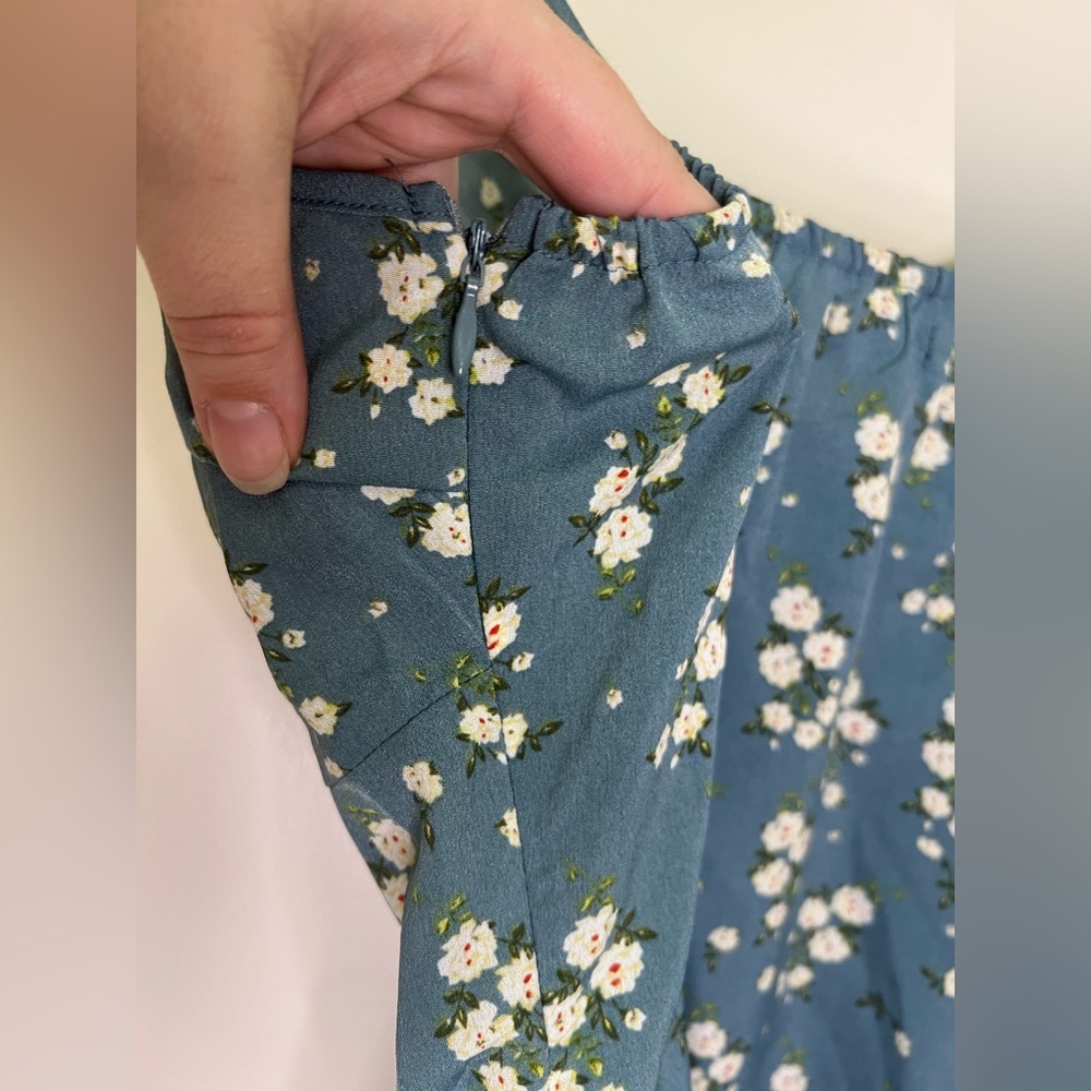 Nasty Gal Blue Floral Mini Dress Cottagecore Ruffle homecoming dress - Picture 9 of 12